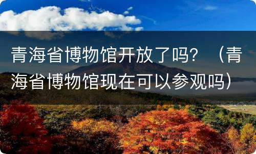 青海省博物馆开放了吗？（青海省博物馆现在可以参观吗）