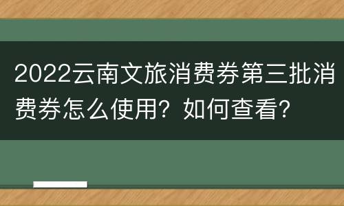 2022云南文旅消费券第三批消费券怎么使用？如何查看？