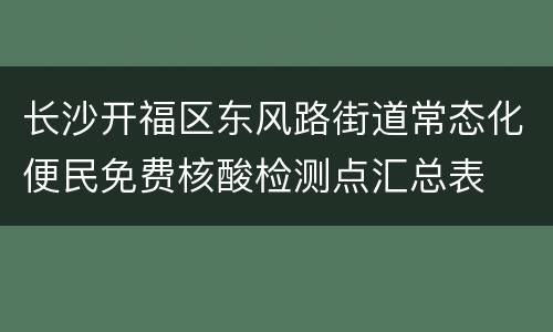 长沙开福区东风路街道常态化便民免费核酸检测点汇总表