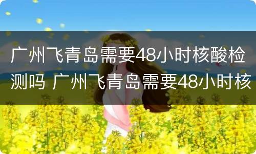 广州飞青岛需要48小时核酸检测吗 广州飞青岛需要48小时核酸检测吗