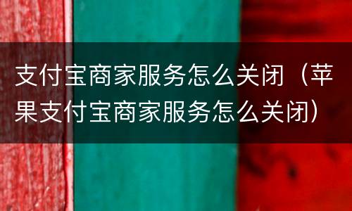 支付宝商家服务怎么关闭（苹果支付宝商家服务怎么关闭）