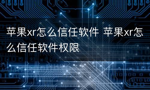 苹果xr怎么信任软件 苹果xr怎么信任软件权限