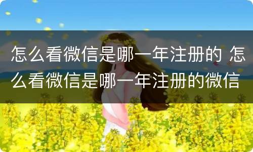 怎么看微信是哪一年注册的 怎么看微信是哪一年注册的微信号其中的秘密