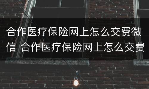 合作医疗保险网上怎么交费微信 合作医疗保险网上怎么交费微信2021
