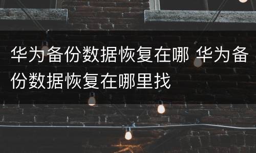 华为备份数据恢复在哪 华为备份数据恢复在哪里找