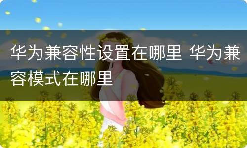华为兼容性设置在哪里 华为兼容模式在哪里