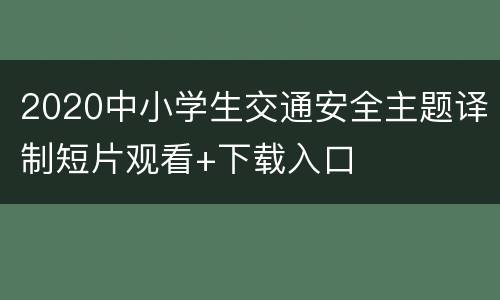 2020中小学生交通安全主题译制短片观看+下载入口