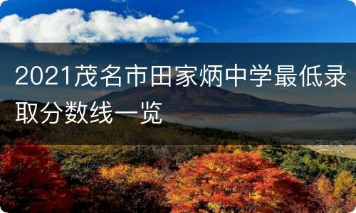 2021茂名市田家炳中学最低录取分数线一览