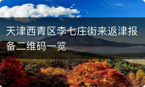 天津西青区李七庄街来返津报备二维码一览