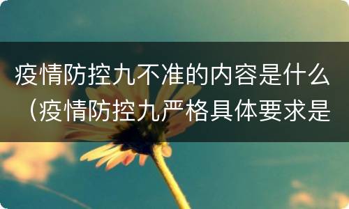 疫情防控九不准的内容是什么（疫情防控九严格具体要求是什么）