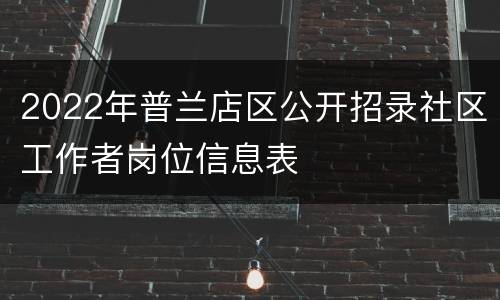2022年普兰店区公开招录社区工作者岗位信息表