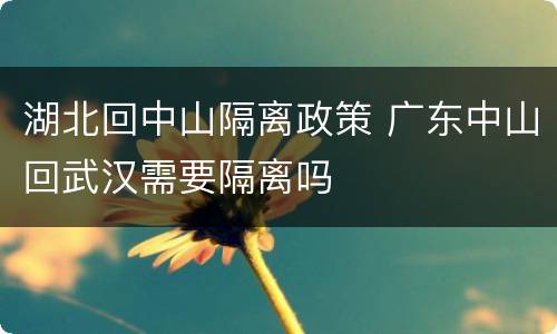 湖北回中山隔离政策 广东中山回武汉需要隔离吗