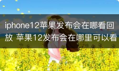iphone12苹果发布会在哪看回放 苹果12发布会在哪里可以看