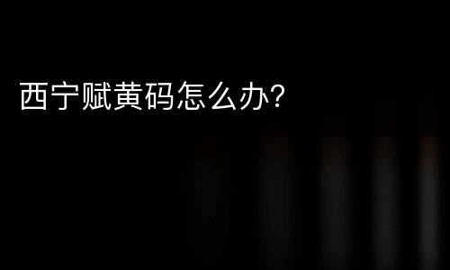 西宁赋黄码怎么办？