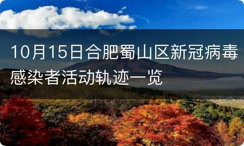 10月15日合肥蜀山区新冠病毒感染者活动轨迹一览
