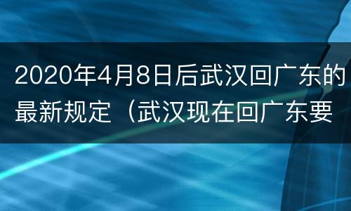 2020年4月8日后武汉回广东的最新规定（武汉现在回广东要隔离?）
