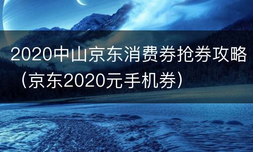 2020中山京东消费券抢券攻略（京东2020元手机券）