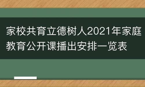 家校共育立德树人2021年家庭教育公开课播出安排一览表