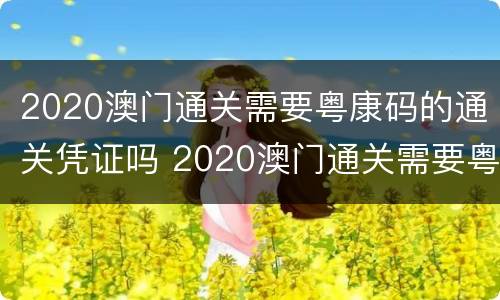 2020澳门通关需要粤康码的通关凭证吗 2020澳门通关需要粤康码的通关凭证吗为什么
