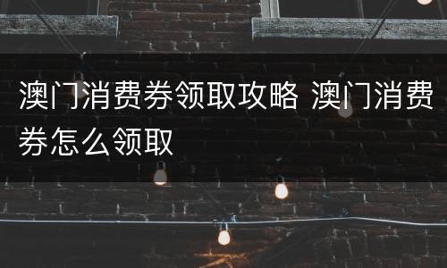 澳门消费券领取攻略 澳门消费券怎么领取