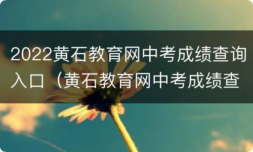 2022黄石教育网中考成绩查询入口（黄石教育网中考成绩查询2020）