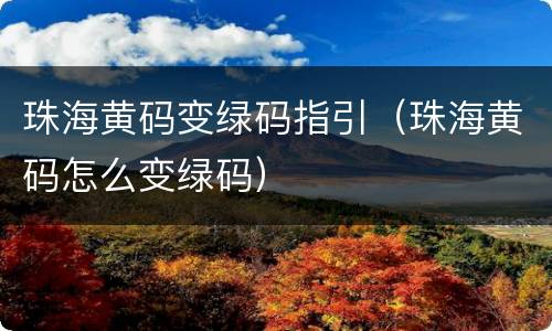 珠海黄码变绿码指引（珠海黄码怎么变绿码）