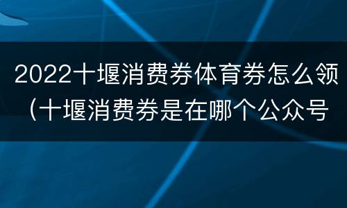 2022十堰消费券体育券怎么领（十堰消费券是在哪个公众号里面）