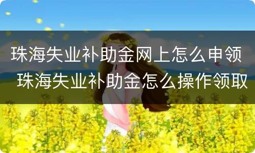 珠海失业补助金网上怎么申领 珠海失业补助金怎么操作领取