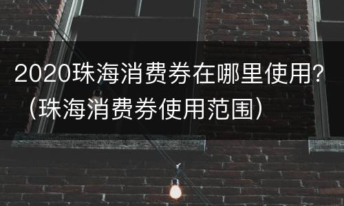 2020珠海消费券在哪里使用？（珠海消费券使用范围）
