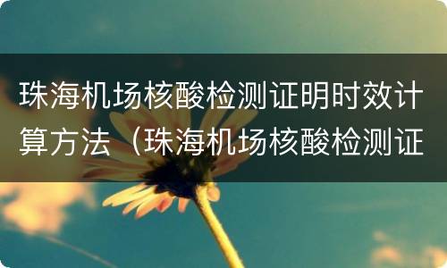 珠海机场核酸检测证明时效计算方法（珠海机场核酸检测证明时效计算方法图片）