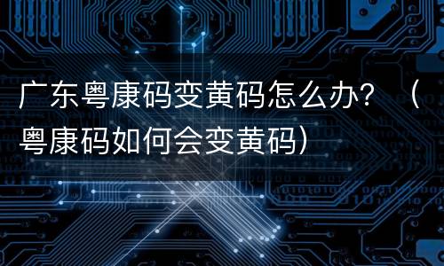 广东粤康码变黄码怎么办？（粤康码如何会变黄码）
