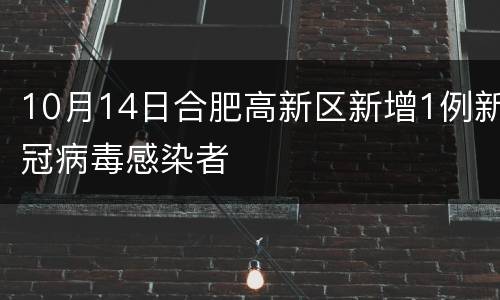 10月14日合肥高新区新增1例新冠病毒感染者