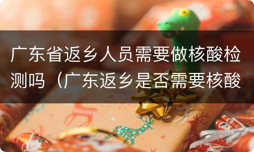 广东省返乡人员需要做核酸检测吗（广东返乡是否需要核酸检测）