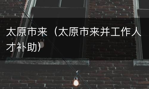 太原市来（太原市来并工作人才补助）