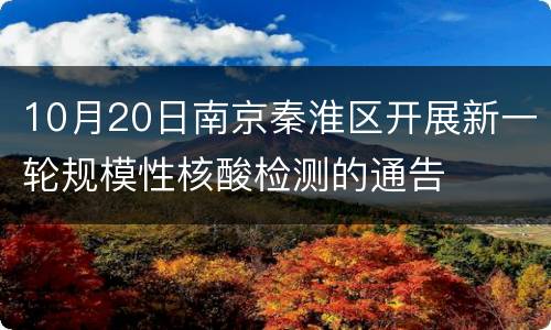 10月20日南京秦淮区开展新一轮规模性核酸检测的通告