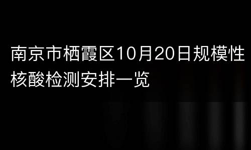 南京市栖霞区10月20日规模性核酸检测安排一览