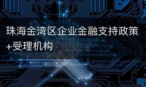 珠海金湾区企业金融支持政策+受理机构