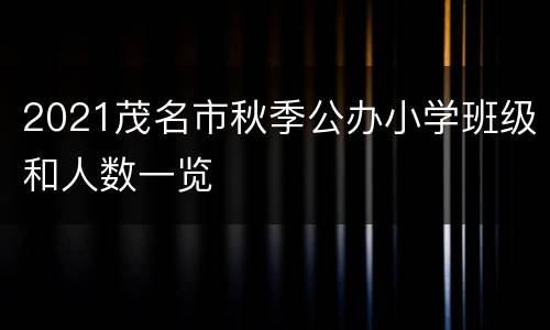 2021茂名市秋季公办小学班级和人数一览