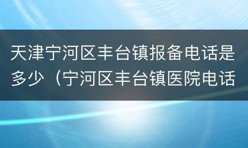 天津宁河区丰台镇报备电话是多少（宁河区丰台镇医院电话）