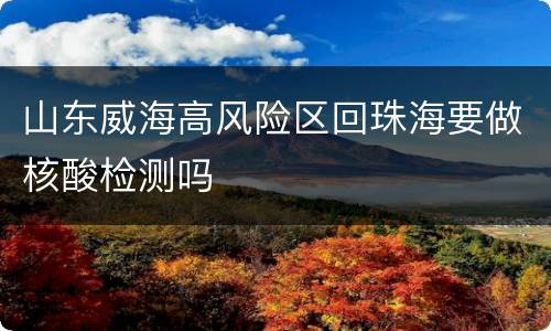 山东威海高风险区回珠海要做核酸检测吗
