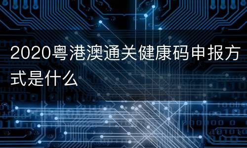 2020粤港澳通关健康码申报方式是什么