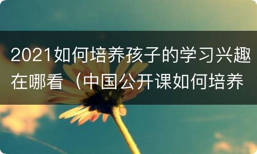 2021如何培养孩子的学习兴趣在哪看（中国公开课如何培养孩子的兴趣2021）