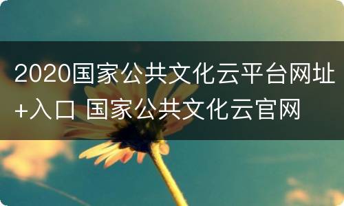 2020国家公共文化云平台网址+入口 国家公共文化云官网
