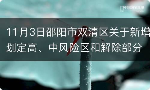 11月3日邵阳市双清区关于新增划定高、中风险区和解除部分中风险区的通告