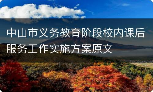 中山市义务教育阶段校内课后服务工作实施方案原文