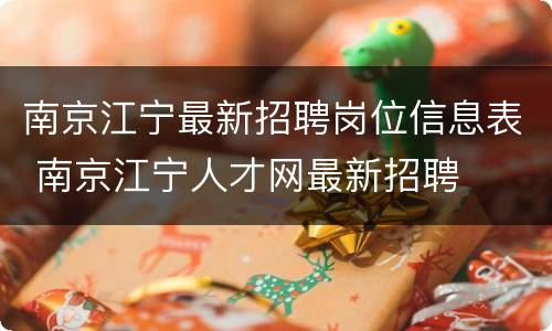 南京江宁最新招聘岗位信息表 南京江宁人才网最新招聘