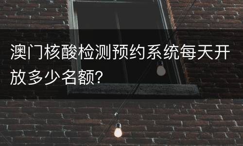 澳门核酸检测预约系统每天开放多少名额？