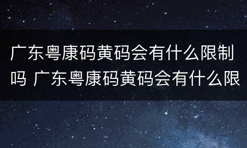 广东粤康码黄码会有什么限制吗 广东粤康码黄码会有什么限制吗现在