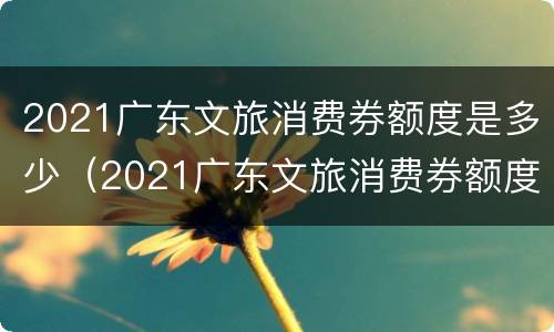 2021广东文旅消费券额度是多少（2021广东文旅消费券额度是多少钱）