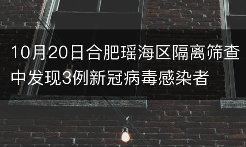 10月20日合肥瑶海区隔离筛查中发现3例新冠病毒感染者